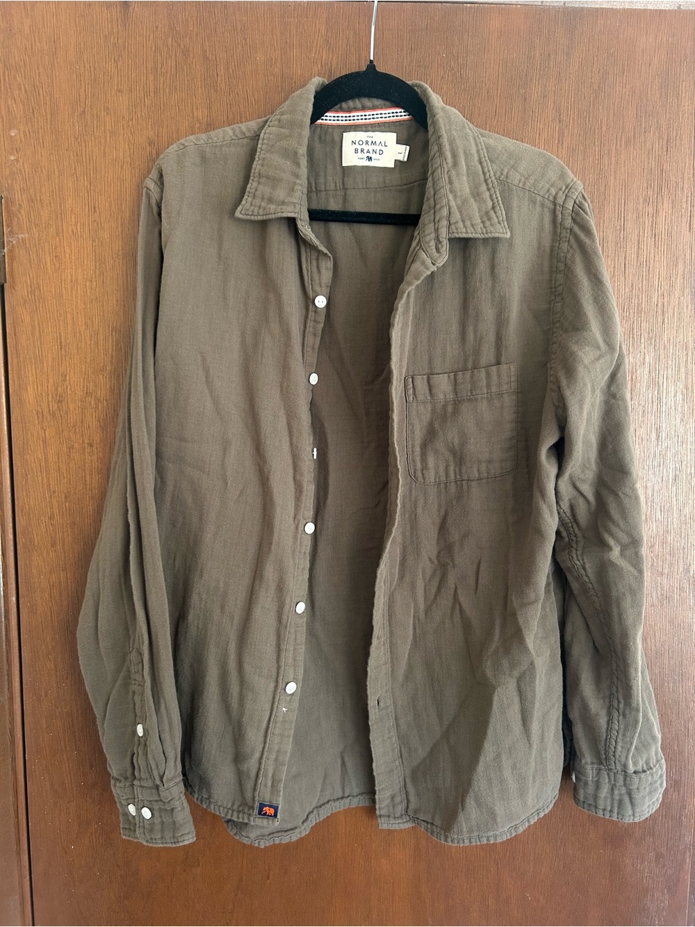 THE NORMAL BRAND Dark Olive Green Button-Up Shirt